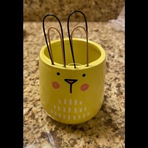 Yellow Sunny Bunny Pot- Pen stand- organiser- holder-decor- kids-girls- Easter
